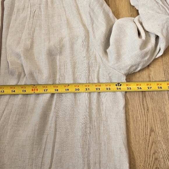 Entro Cream Open Linen Blazer Jacket Size 1x With Shirred Sleeves - Picture 5 of 13